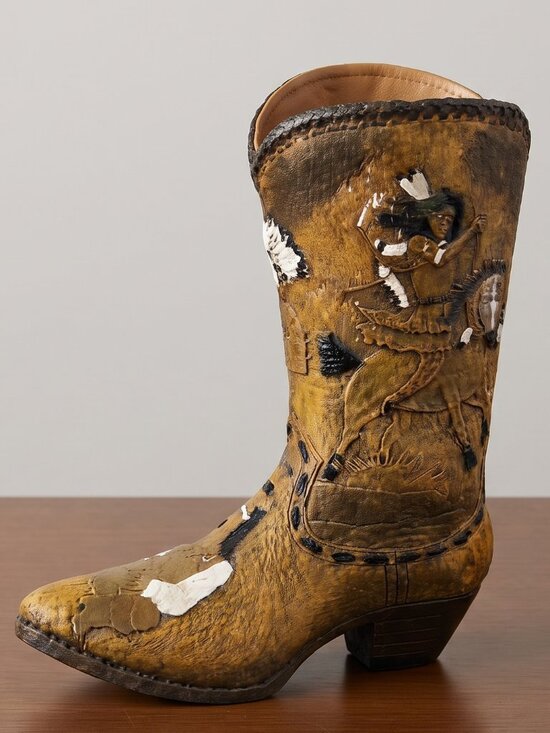 Other - VTG Western Cowboy Boot Vase Native American Decor Rustic Resin Art Sculpture